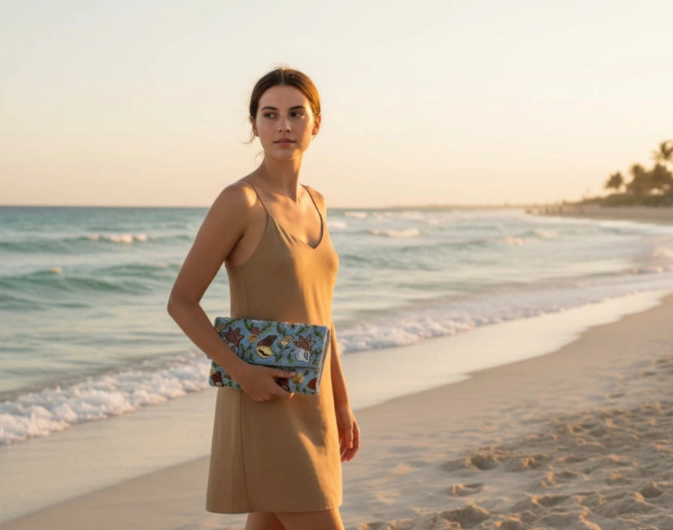 Seashell beaded clutch
