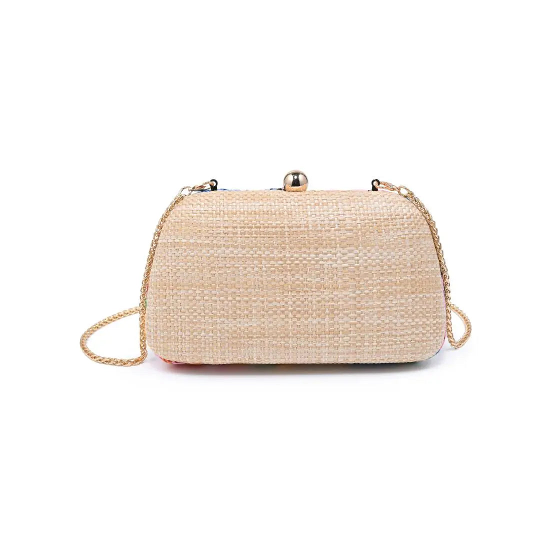 Bird Themed Embroidered Straw Clutch