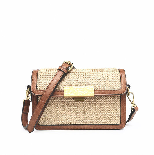 Straw Crossbody With Trim