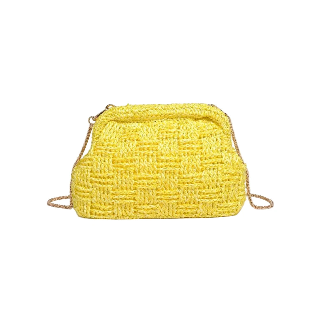 Woven Butter Yellow Clutch