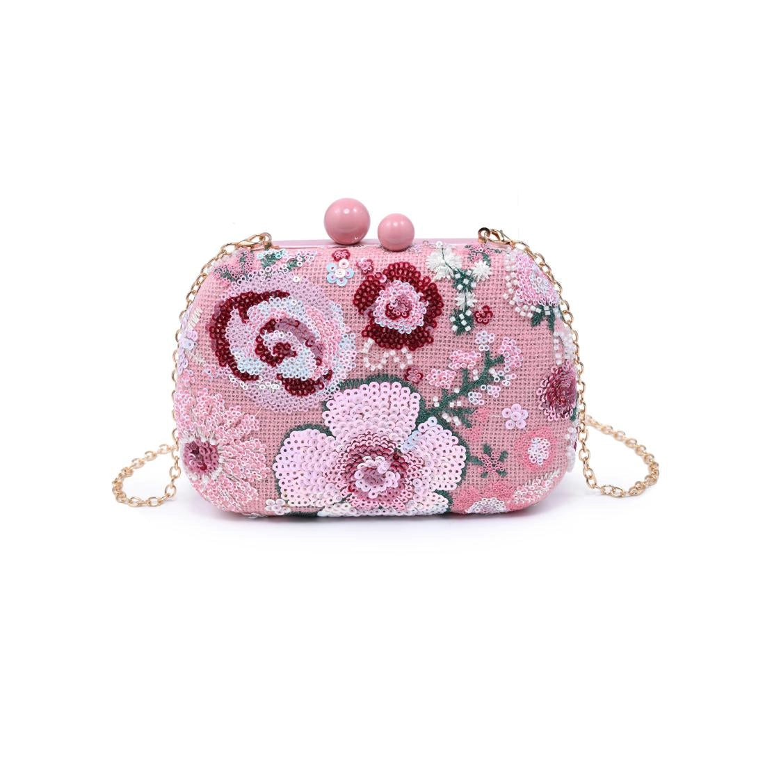 Sequined Floral Patterned Clutch