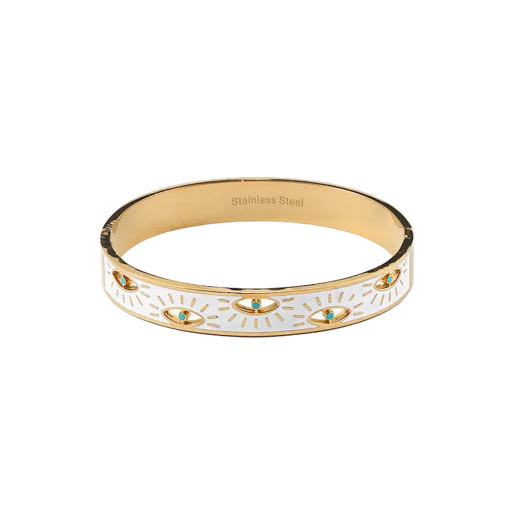 Evil Eye Stainless Steel Enamel Cuff Braceletb