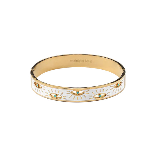 Evil Eye Stainless Steel Enamel Cuff Braceletb