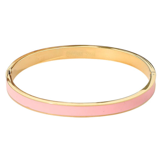 Stainless Steel Enamel Hinged Bracelet