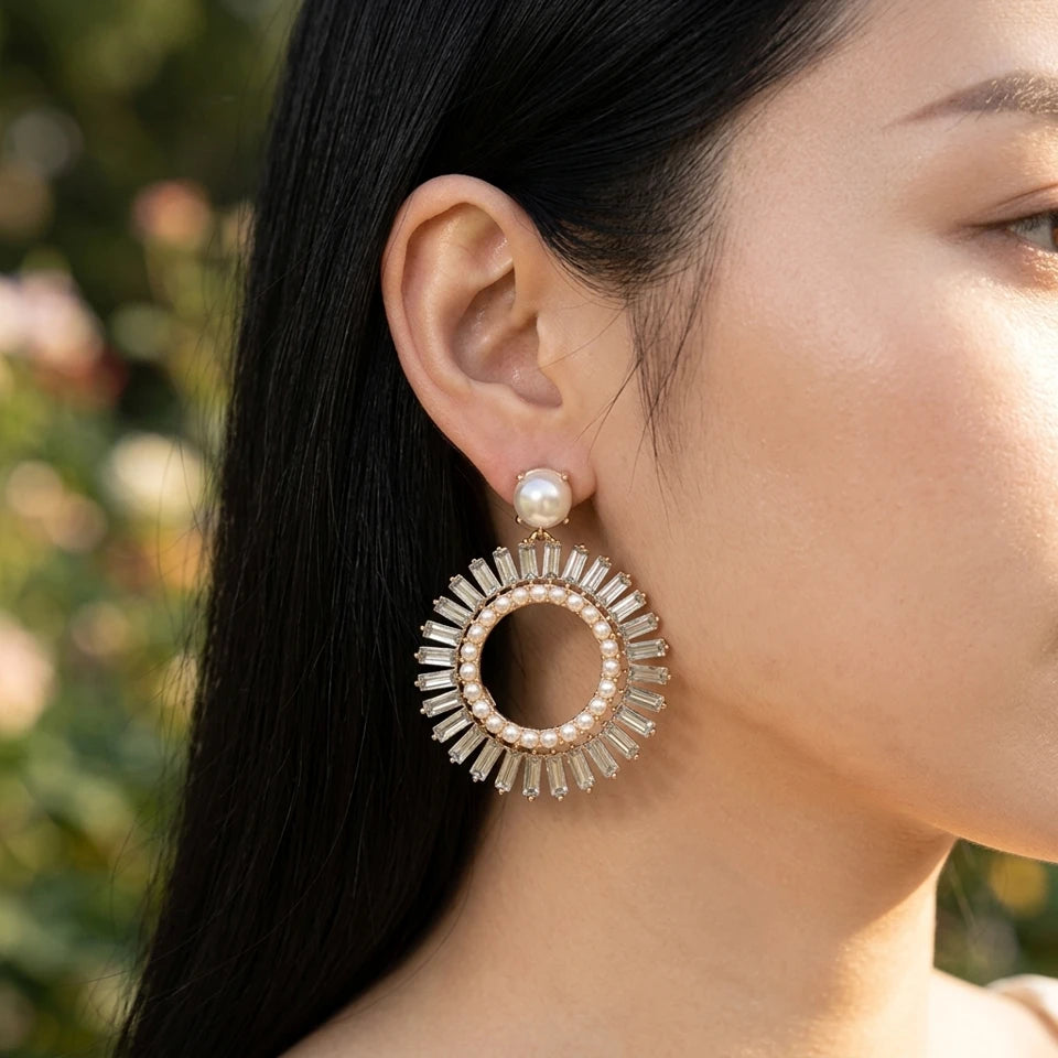 Resin pearl statement earring