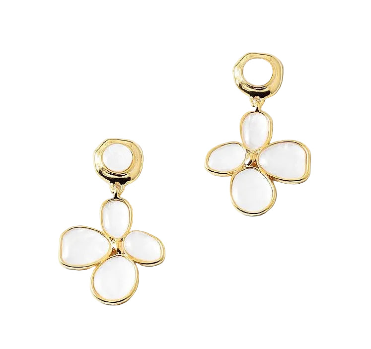 Flower Themed White Stone Earrings