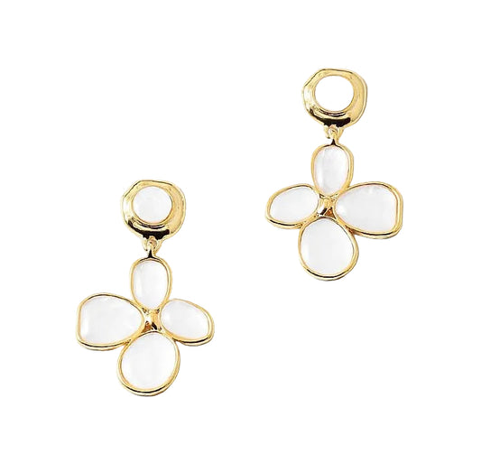 Flower Themed White Stone Earrings