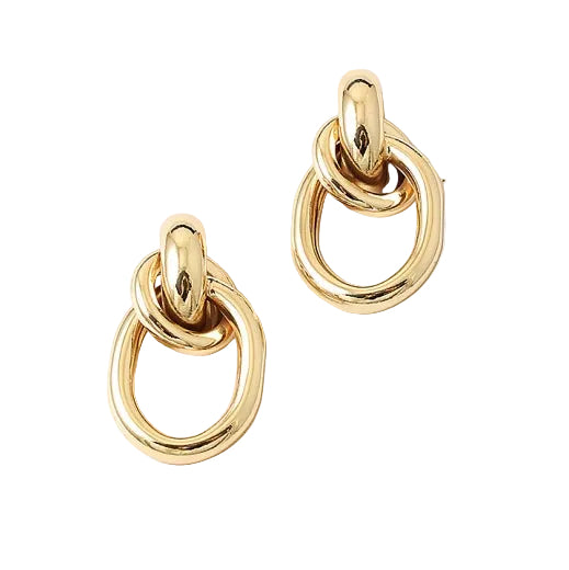 Gold Metal Geo Door Knocker Earrings