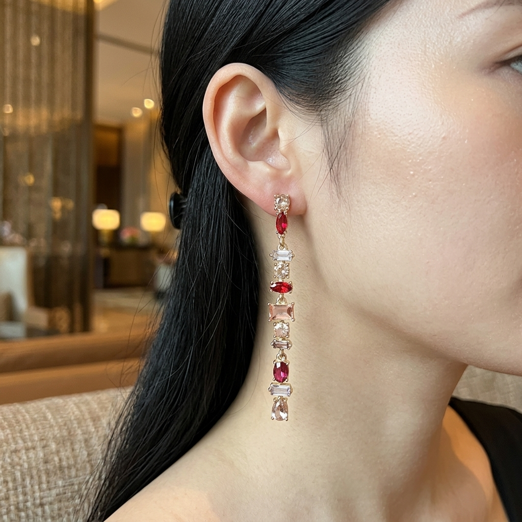 Rhinestone Long Dangle Earring