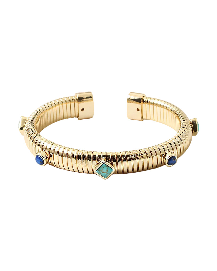 Stone & Cobra Link Cuff Bracelet