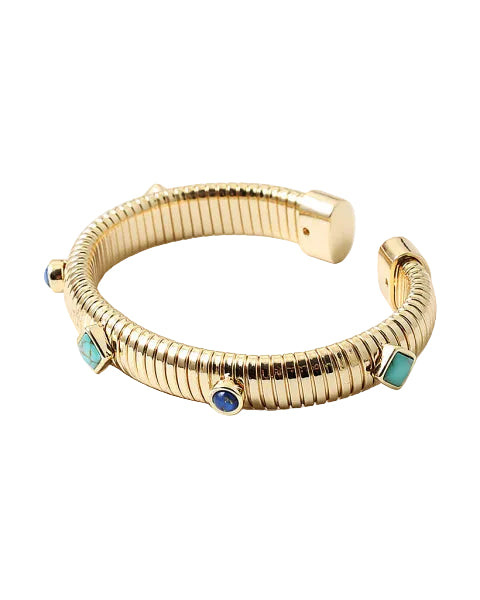 Stone & Cobra Link Cuff Bracelet