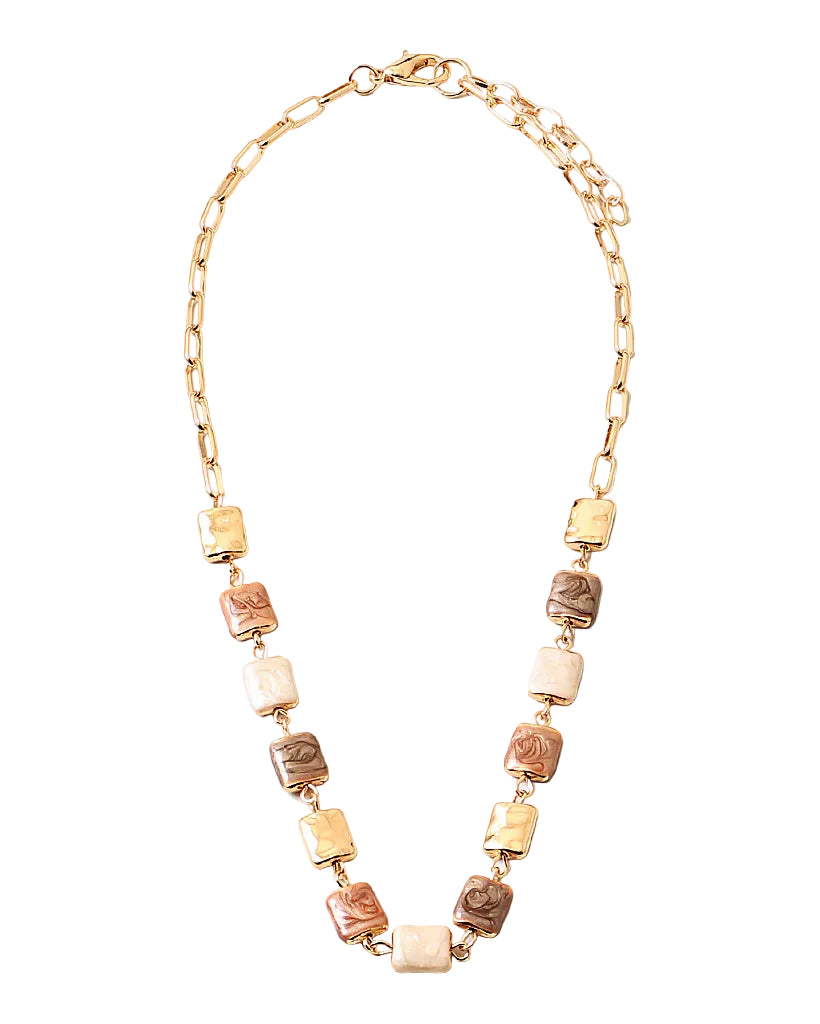 Marbled Charm Enamel  Necklace