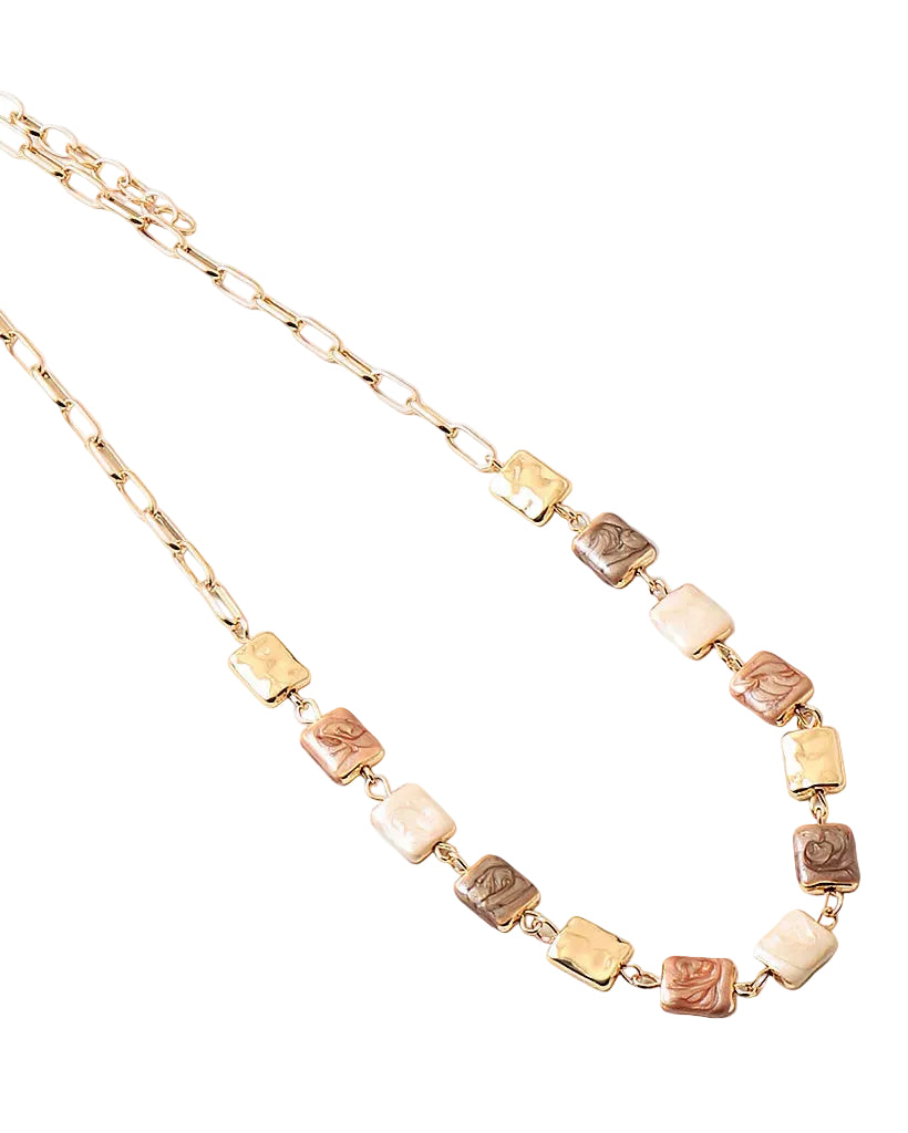 Marbled Charm Enamel  Necklace