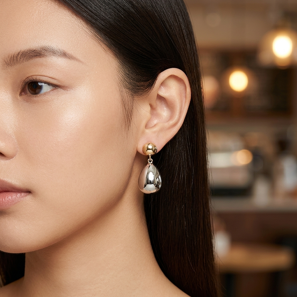Two Tone Drop Earring