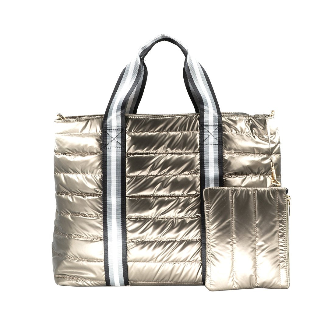 Nylon puffer metallic weekend Bag